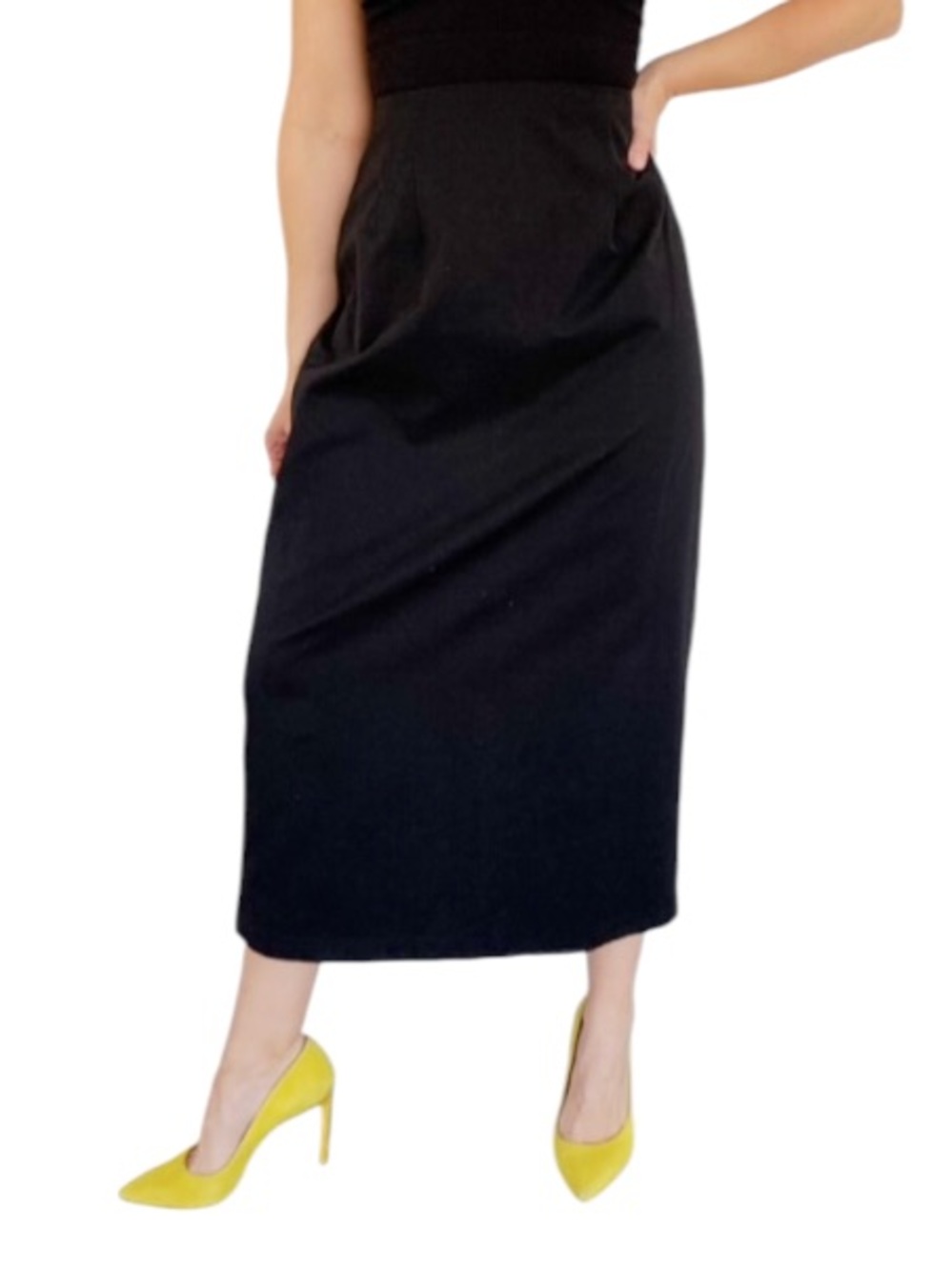 Vintage Briggs black midi length zip closure straight pencil skirt size 12